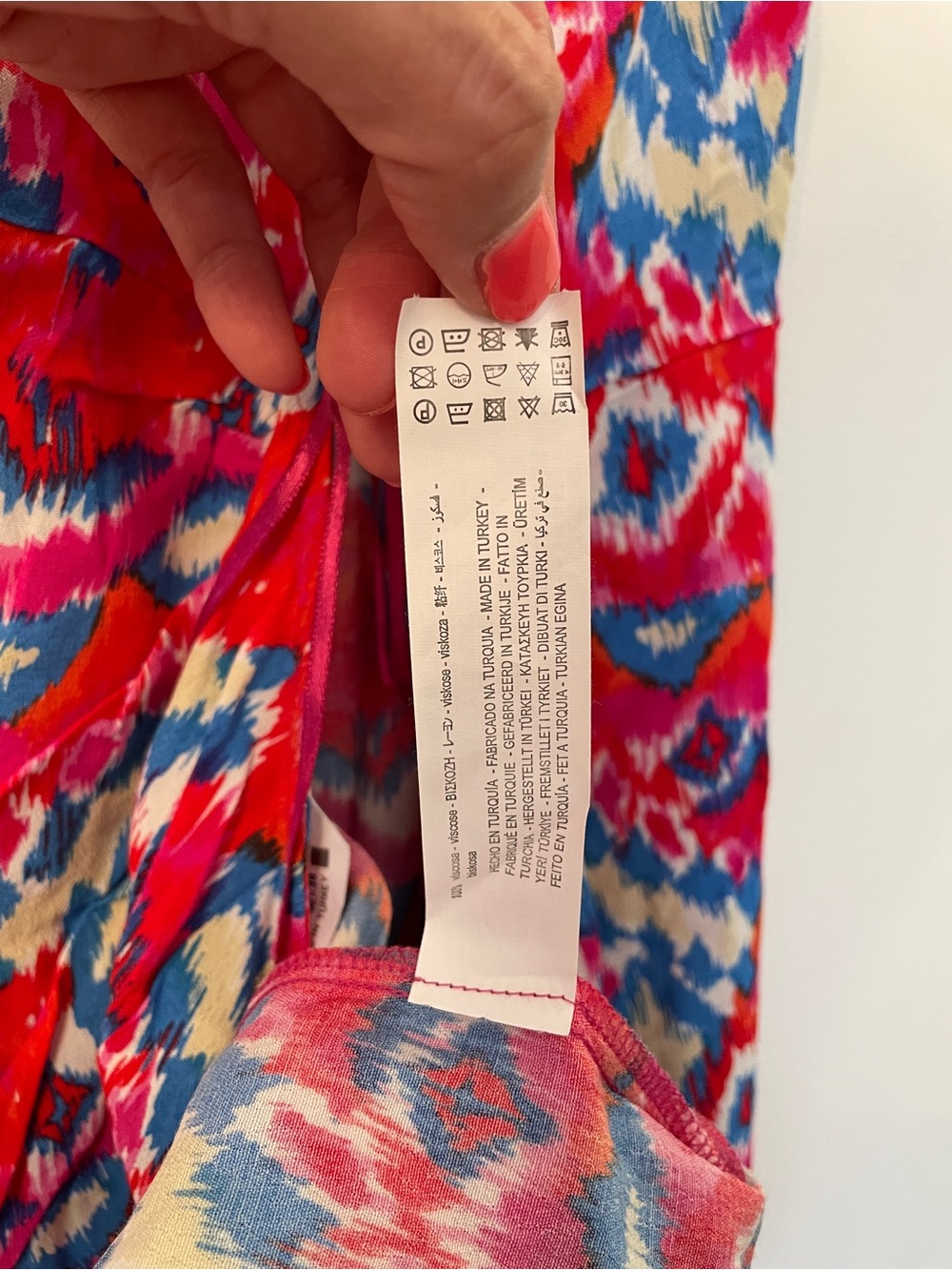 π NWT Zara Ikat Print Mini Dress Red Blue Lace Up Back Large - Picture 15 of 17